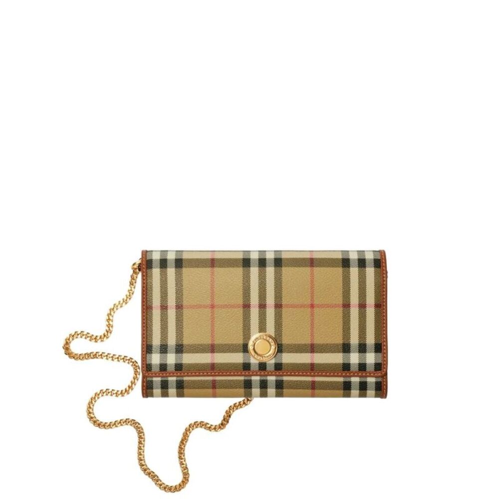 Check Chain Strap Wallet Women